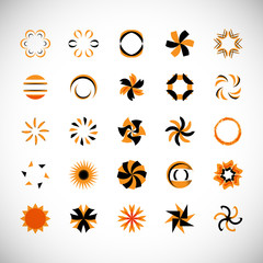 Abstract Circle Icon Set. Vector Isolated On Gray. Abstract Circle For Company Symbol, Dot Logo, Technology Icon And Element Design.Creative Circle Icons For Dot And Tech Logo. Abstract Round Template