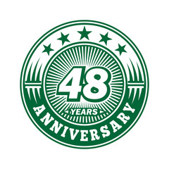 48 years logo. Forty-eight years anniversary celebration logo design. Vector and illustration.