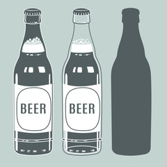 bottle, isolated, dark glass, transparent, beer, soft drinks, monochrome, illustration, gray, tones, vintage, style, liquid, flask, white, drink, object, science, chemical, alcohol, wine, container, b