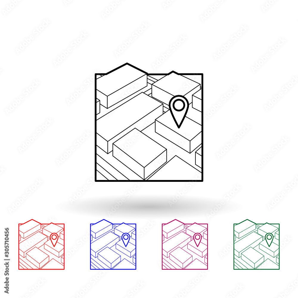 Poster 3d map navigator multi color icon. simple thin line, outline vector of navigation icons for ui and u