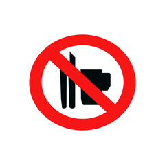 sign do not eat and drinking on white background