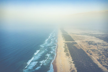 Aerial view of Senegal Atlantic cost. Paradise beach.