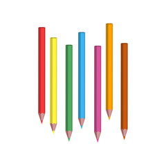 Realistic color pencils for drawing seven colors.3d vector illustration and realistic isometric view.