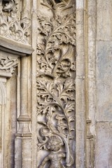 Stone decoration of the Monastery of San Juan de los Reyes (Monastery of Saint John of the Monarchs) in Toledo, in Castile-La Mancha, Spain.