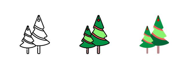 Christmas Tree icon set  isolated on white background for web design