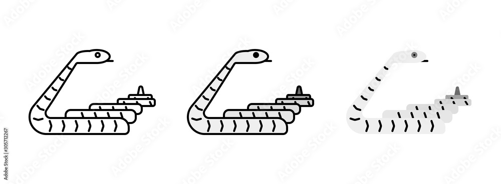 Poster snake icon set isolated on white background for web design