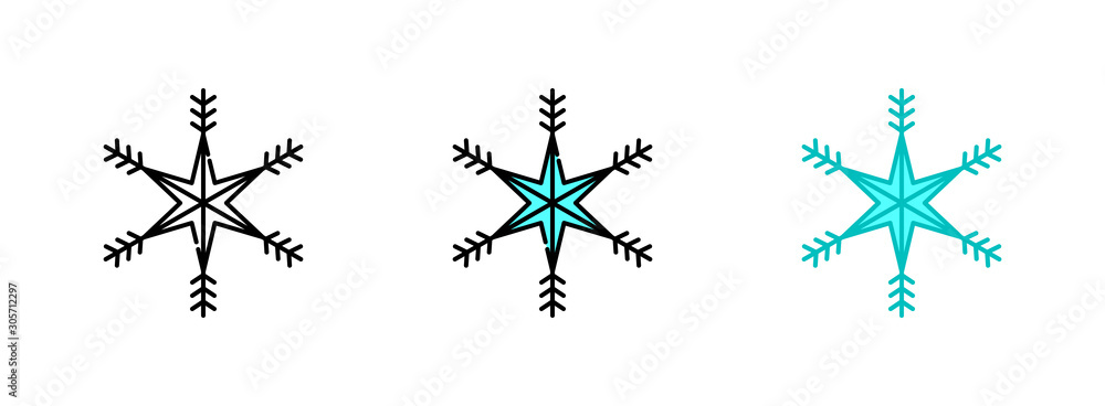 Poster snowflake icon set isolated on white background for web design