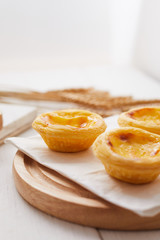 Egg tart dessert on the table.
