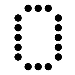 Dot alphabet make from circle number zero/0 isolated on white background