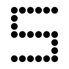 Dot alphabet make from circle number 5/five isolated on white background