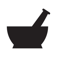 Mortar vector icon isolated on white background equipment for herbal medicine icon or logo