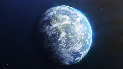Foto op Plexiglas anti-reflex Volle maan en bomen Aarde in de ruimte