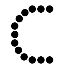 Dot alphabet make from circle letter C isolated on white background