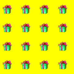 Seamless pattern with gift boxes. Festive backgrounds and textures. For greeting cards, wrapping paper, textile, prints, birthday, Valentines day, Xmas, holidays