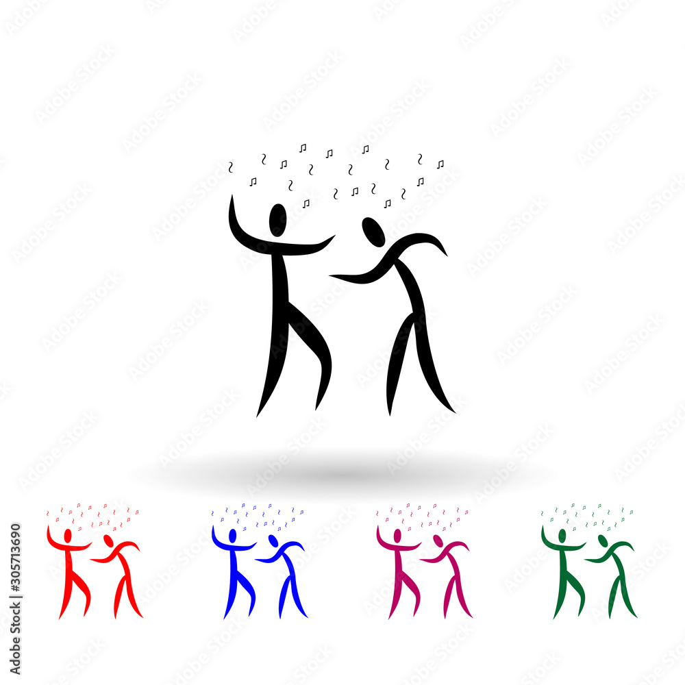 Poster dancing people multi color icon. simple glyph, flat vector of party icons for ui and ux, website or 