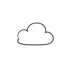 Cloud icon with hand drawn doodle cartoon style illustration isolated on white background