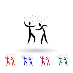 Dancing people multi color icon. Simple glyph, flat vector of party icons for ui and ux, website or mobile application
