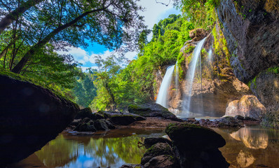 The beautiful Hew Suwat waterfall in Khao Yai National park , Thailand
