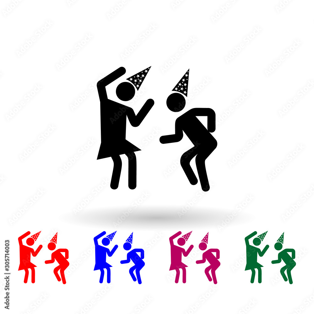Poster dance at party multi color icon. simple glyph, flat vector of party icons for ui and ux, website or 