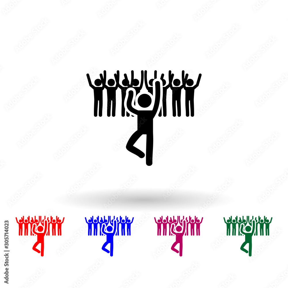 Poster dancing people multi color icon. simple glyph, flat vector of party icons for ui and ux, website or 