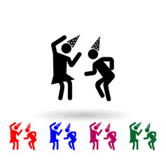 Dance at party multi color icon. Simple glyph, flat vector of party icons for ui and ux, website or mobile application