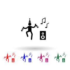 Dance to music multi color icon. Simple glyph, flat vector of party icons for ui and ux, website or mobile application