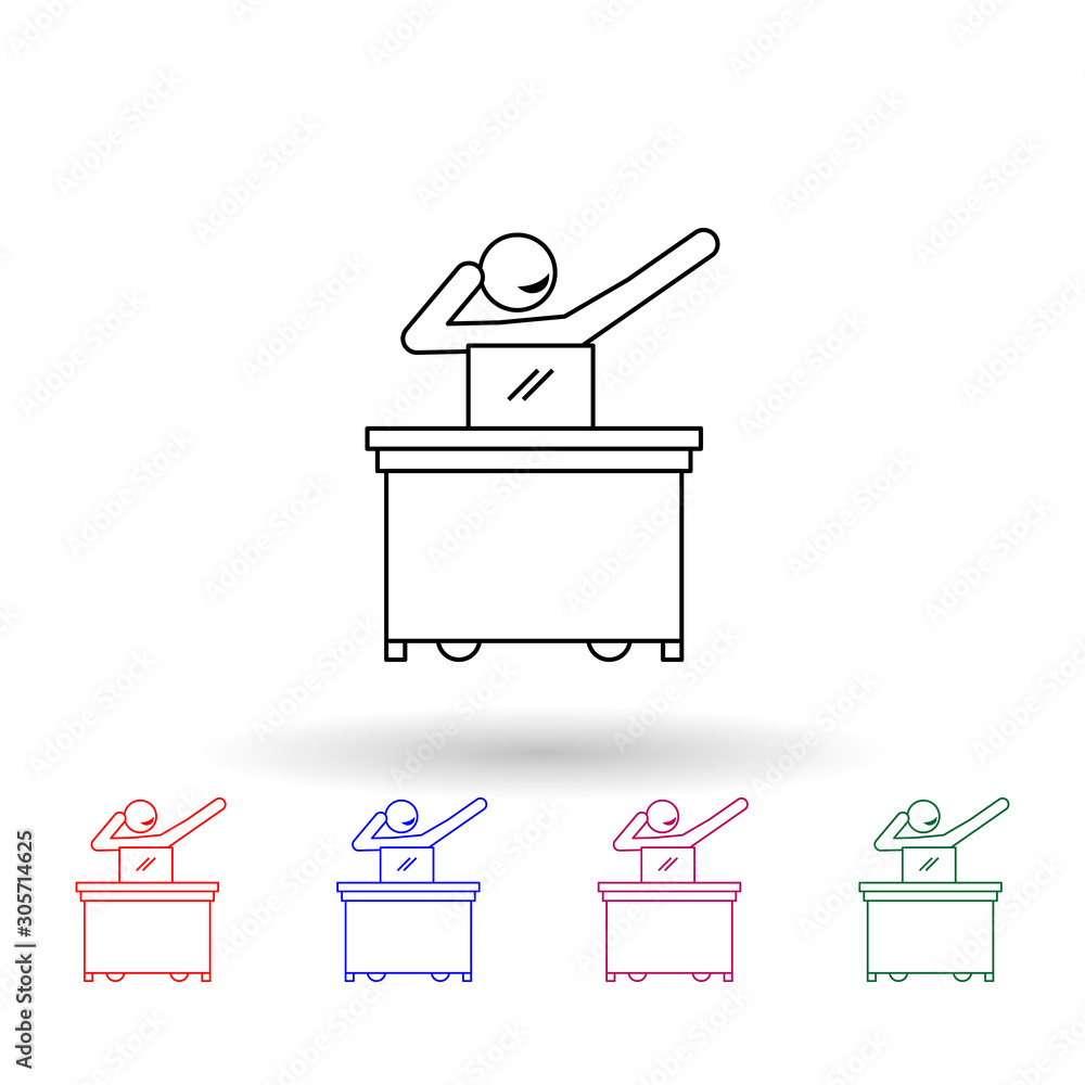 Poster worker is successful multi color icon. simple thin line, outline vector of people in the work icons 