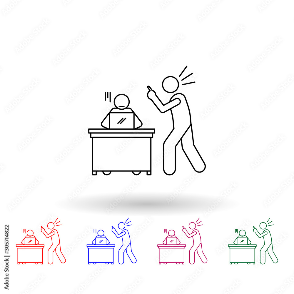 Poster scolded by boss multi color icon. simple thin line, outline vector of people in the work icons for u