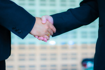 Business people shake hands to work