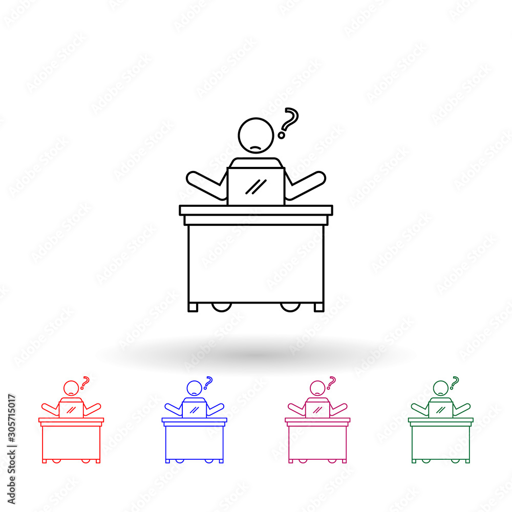 Poster worker frustrated multi color icon. simple thin line, outline vector of people in the work icons for