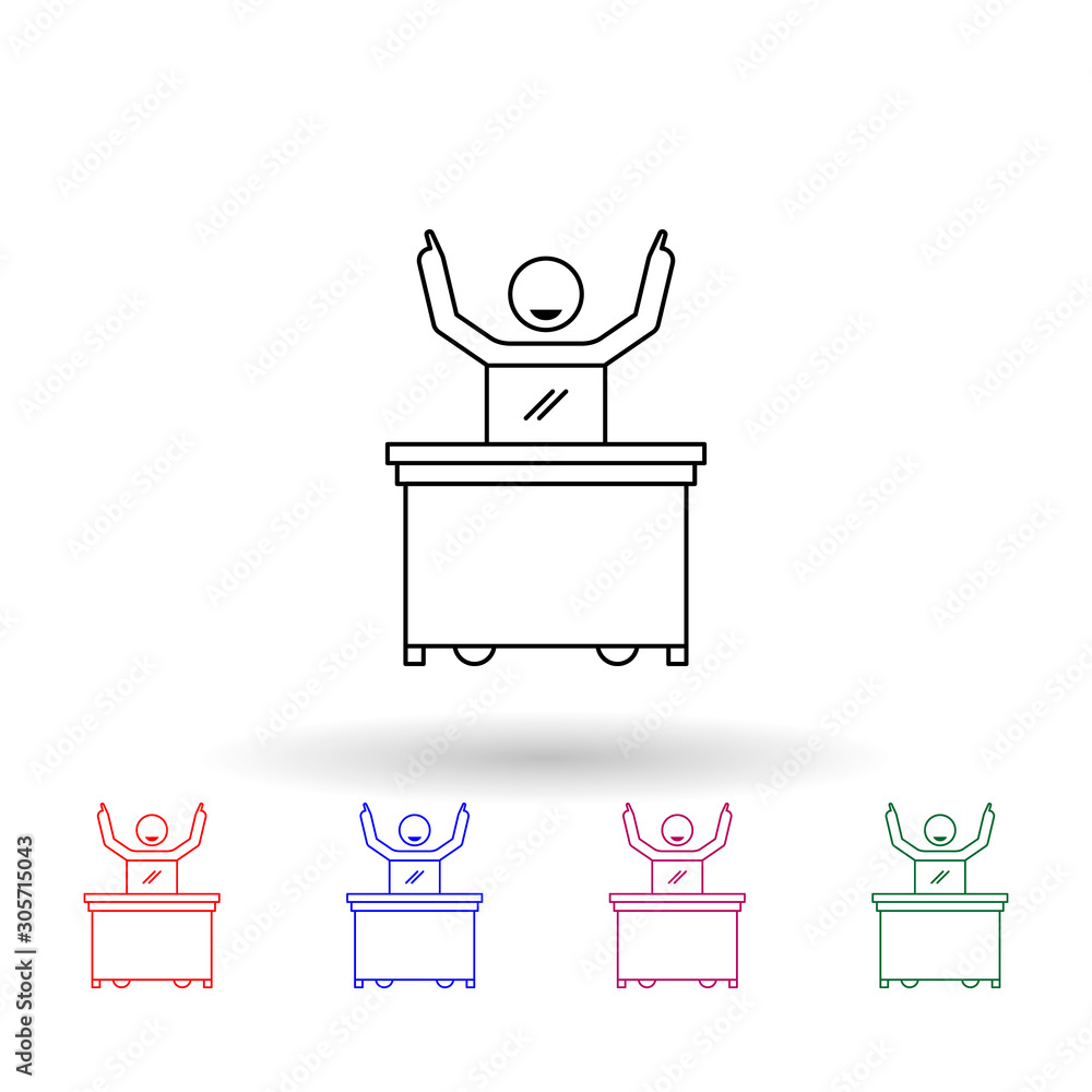 Poster worker aiming high multi color icon. simple thin line, outline vector of people in the work icons fo