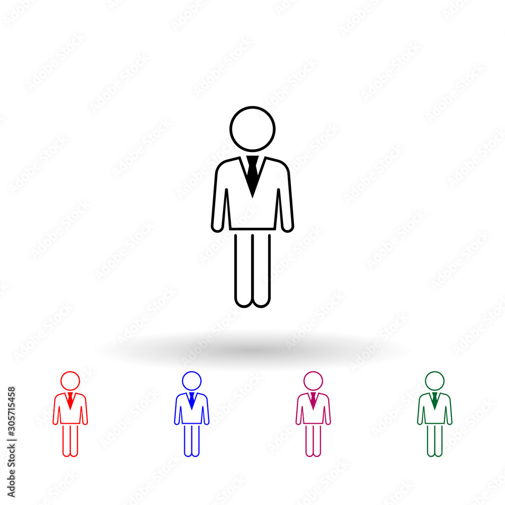 Poster business man multi color icon. simple thin line, outline vector of people icons for ui and ux, websi