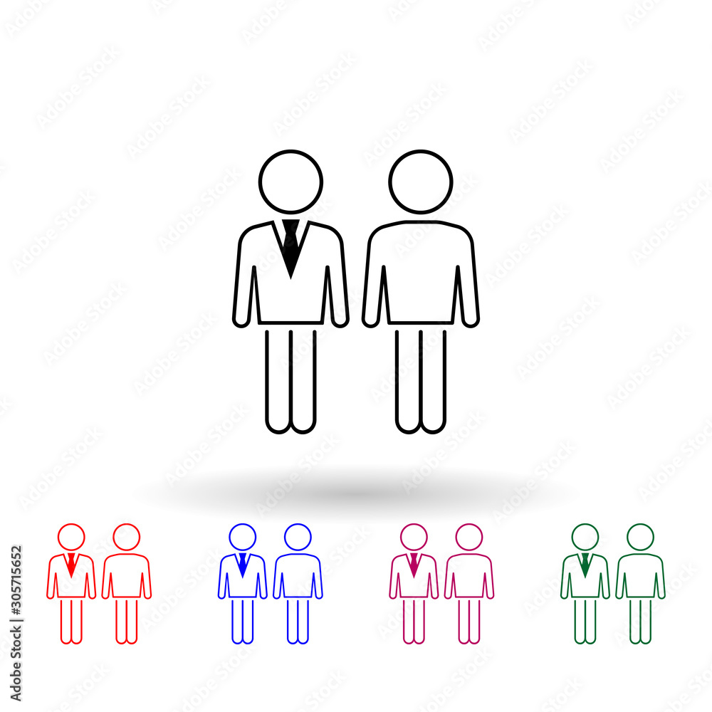 Poster relationship of business person with client multi color icon. simple thin line, outline vector of pe