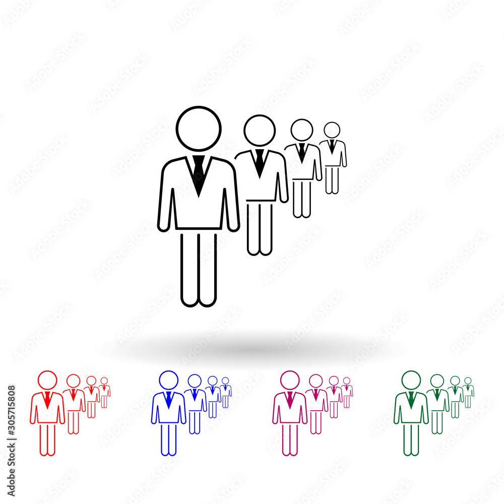 Poster business people in a row multi color icon. simple thin line, outline vector of people icons for ui a