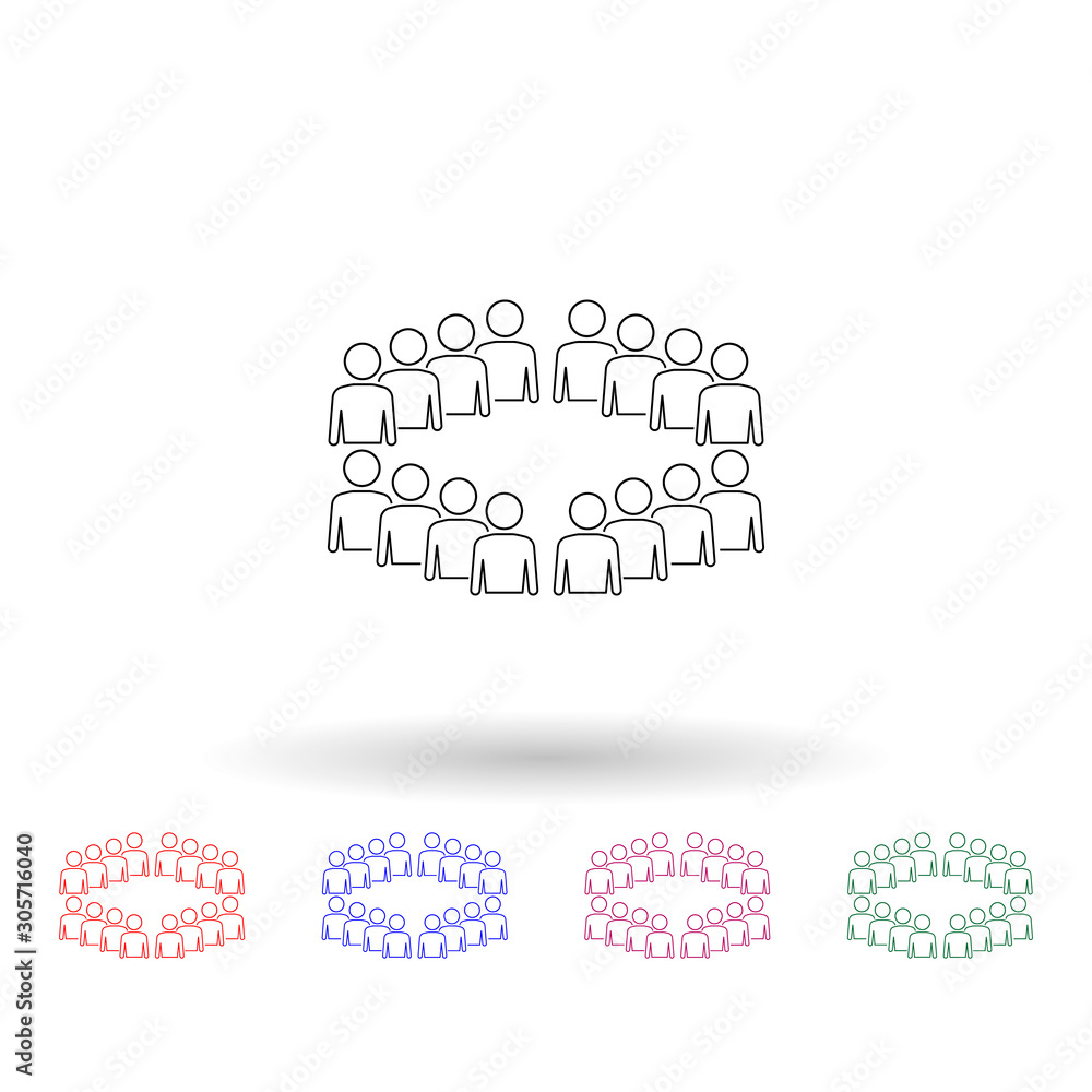 Poster employees of the organization multi color icon. simple thin line, outline vector of people icons for