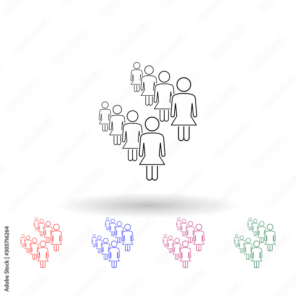 Poster girls multi color icon. simple thin line, outline vector of people icons for ui and ux, website or m
