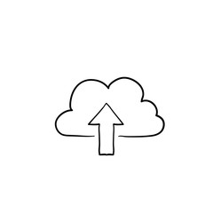 upload icon illustration with hand drawn doodle style isolated