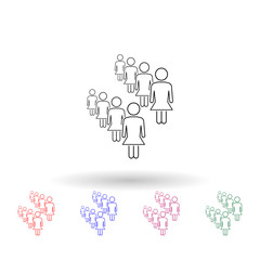 Girls multi color icon. Simple thin line, outline vector of people icons for ui and ux, website or mobile application