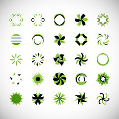 Abstract Circle Icon Set. Vector Isolated On Gray. Abstract Circle For Company Symbol, Dot Logo, Technology Icon And Element Design.Creative Circle Icons For Dot And Tech Logo. Abstract Round Template