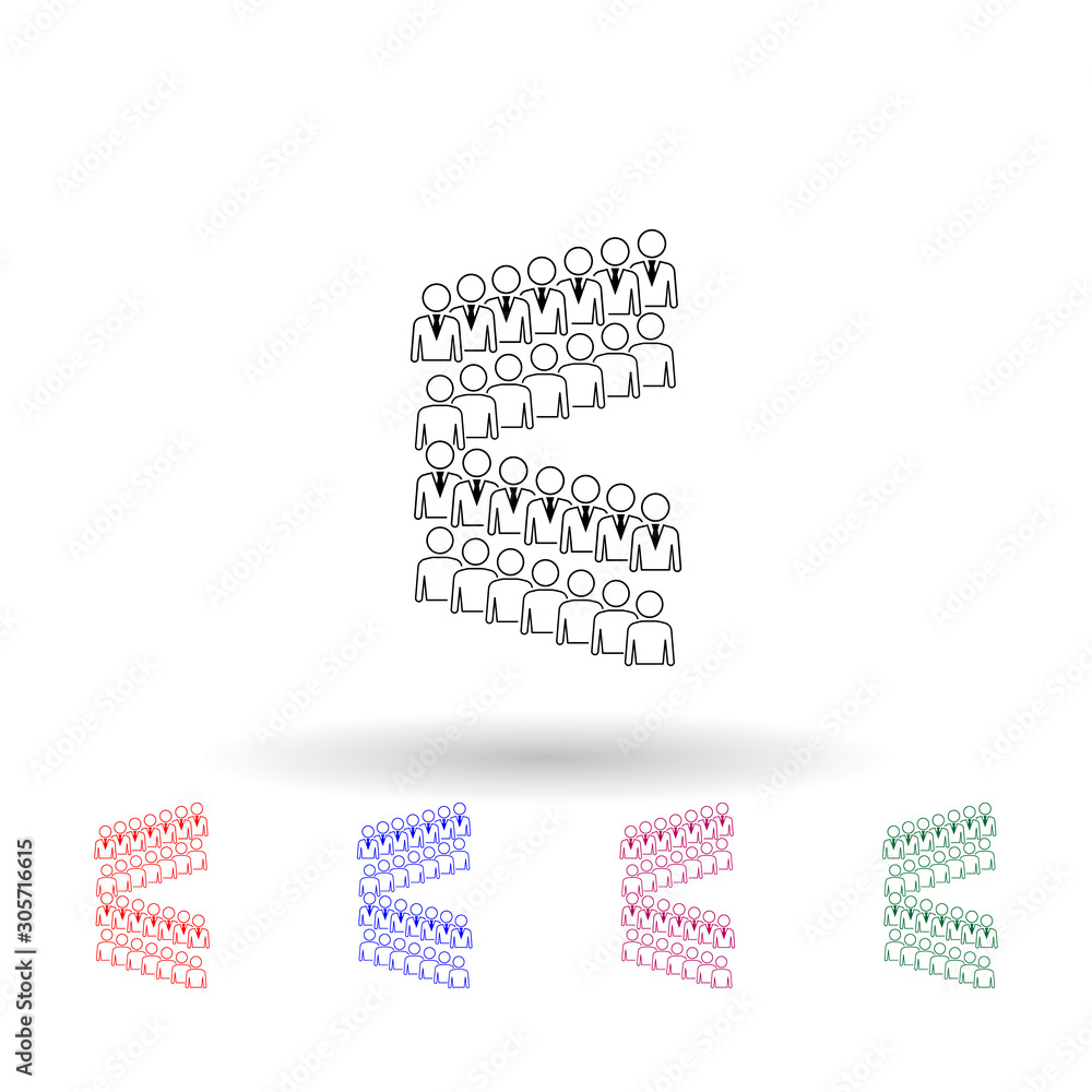 Poster relationship of business person with customers multi color icon. simple thin line, outline vector of
