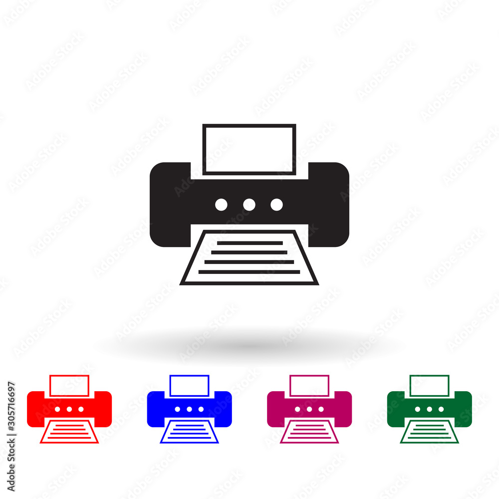 Poster portable printer multi color icon. simple glyph, flat vector of print house icons for ui and ux, web