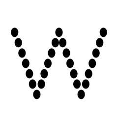 Dot alphabet make from circle letter w isolated on white background