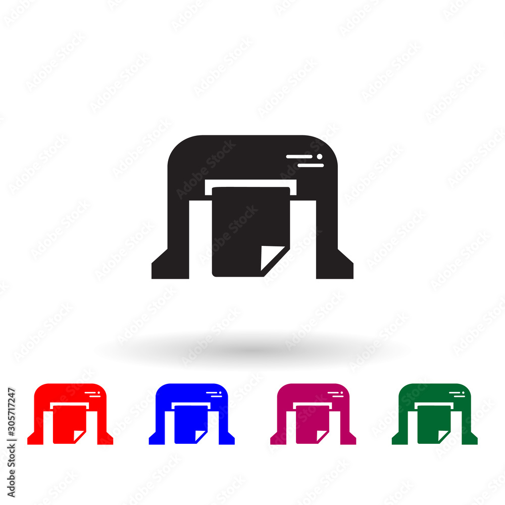 Poster machine for printing newspapers multi color icon. simple glyph, flat vector of print house icons for