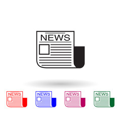 Newspaper multi color icon. Simple glyph, flat vector of print house icons for ui and ux, website or mobile application
