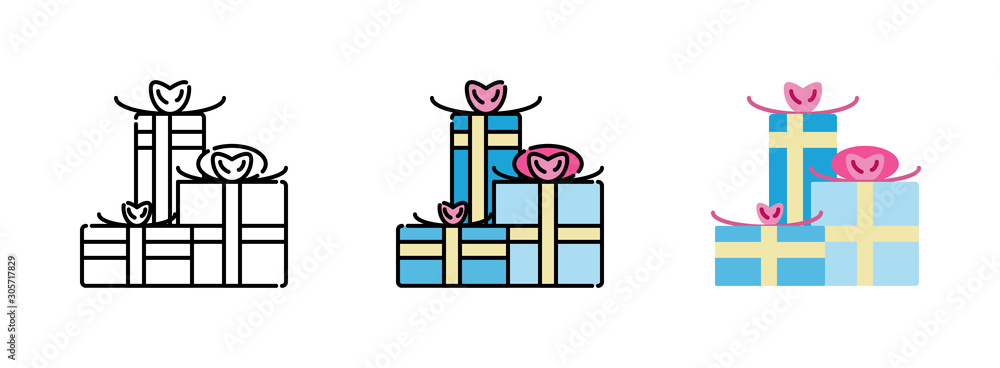 Poster gift box icon set isolated on white background for web design