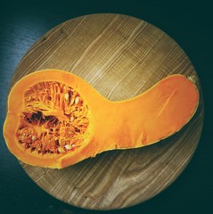 Halved butternut squash 