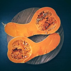 Halved butternut squash 