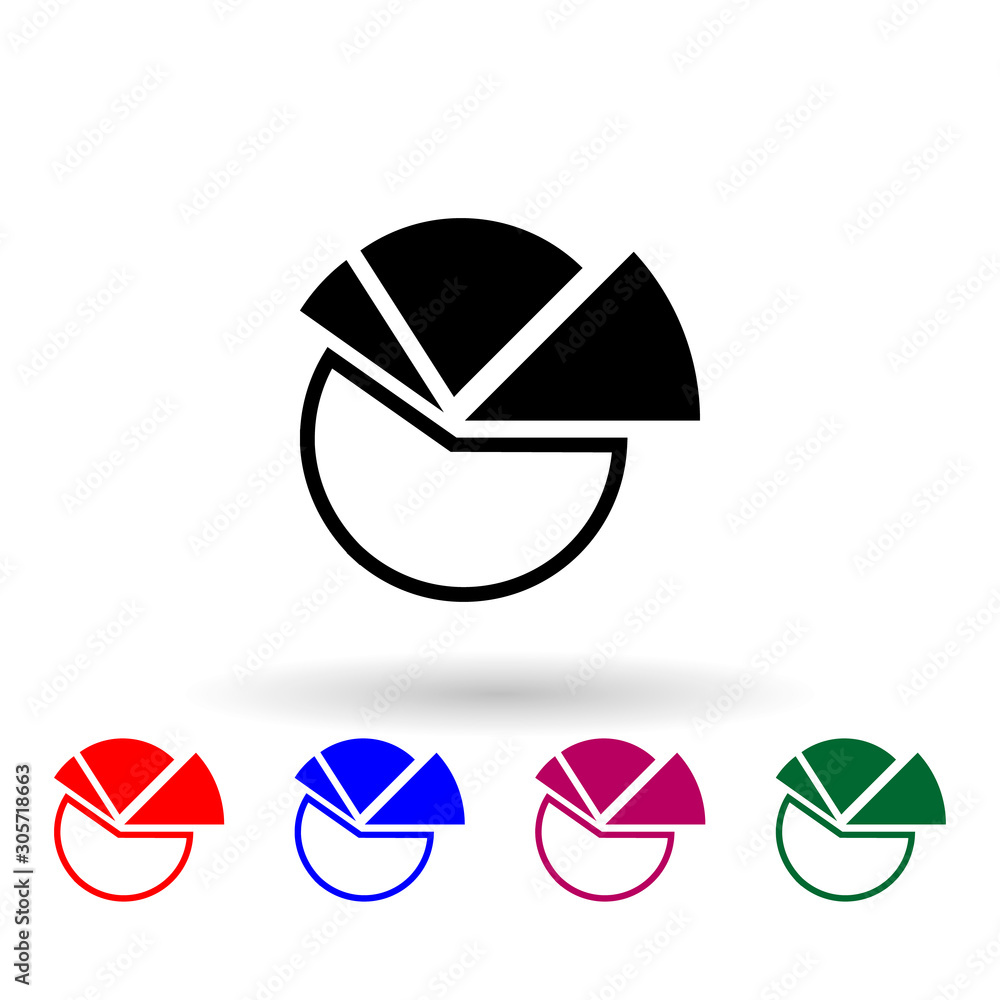 Poster pie chart multi color icon. simple glyph, flat vector of profit icons for ui and ux, website or mobi