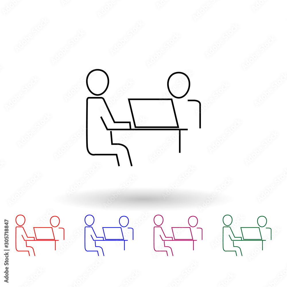 Poster businessman for the common desktop work computer multi color icon. simple glyph, flat vector of prof