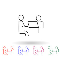 Businessman for the common desktop work computer multi color icon. Simple glyph, flat vector of profit icons for ui and ux, website or mobile application